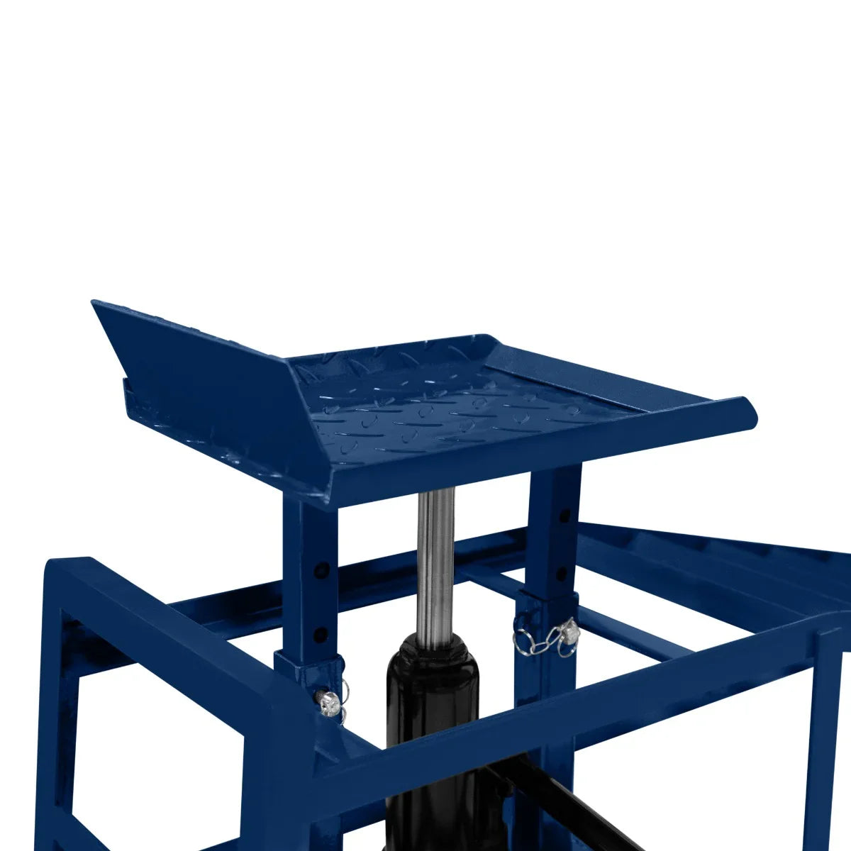 Hydraulic car ramps with a sturdy blue metal frame, textured surface for grip, designed to support up to 3 tonnes safely
