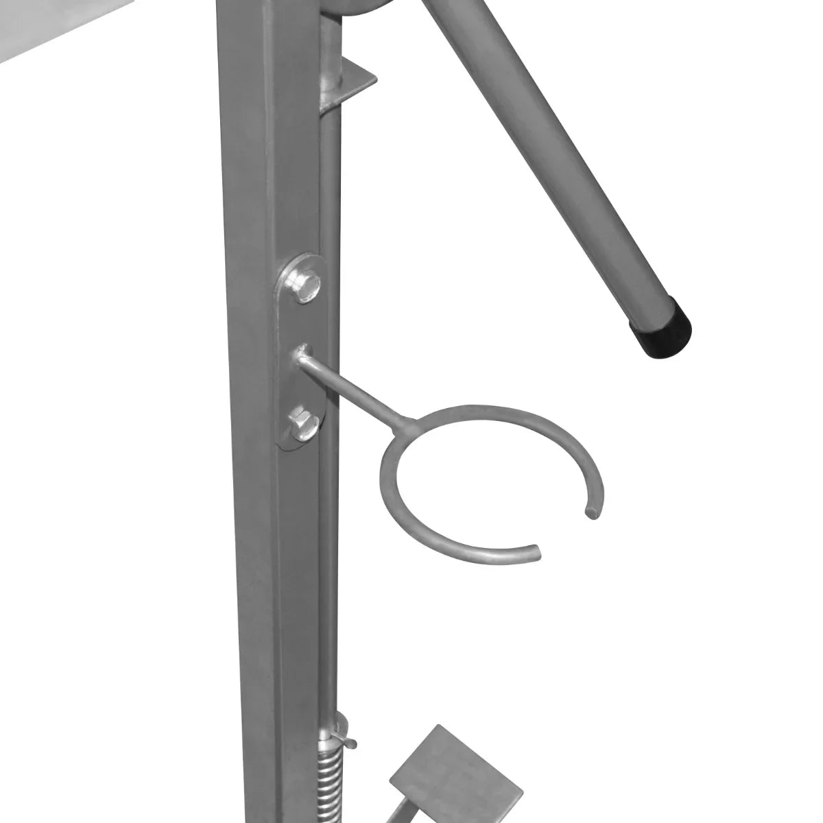 T-Mech Rotary Paint Panel Stand features a sturdy metal frame with a circular holder for paint cans, designed for easy access and stability