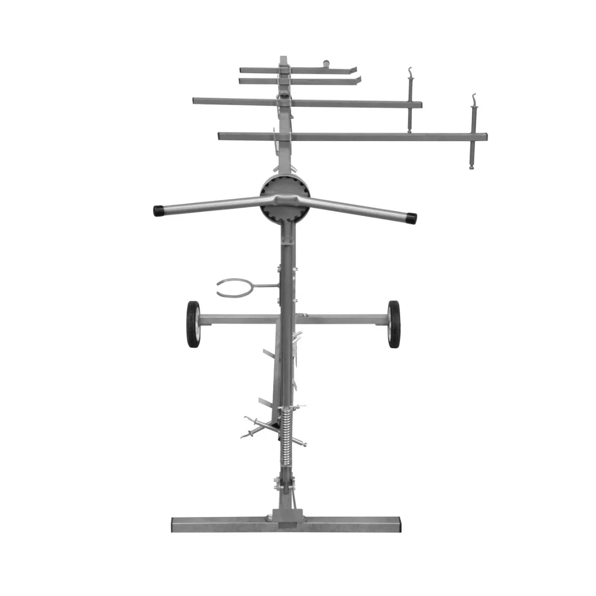 T-Mech Rotary Paint Panel Stand with adjustable arms, sturdy metal construction, and wheels for easy mobility and stability