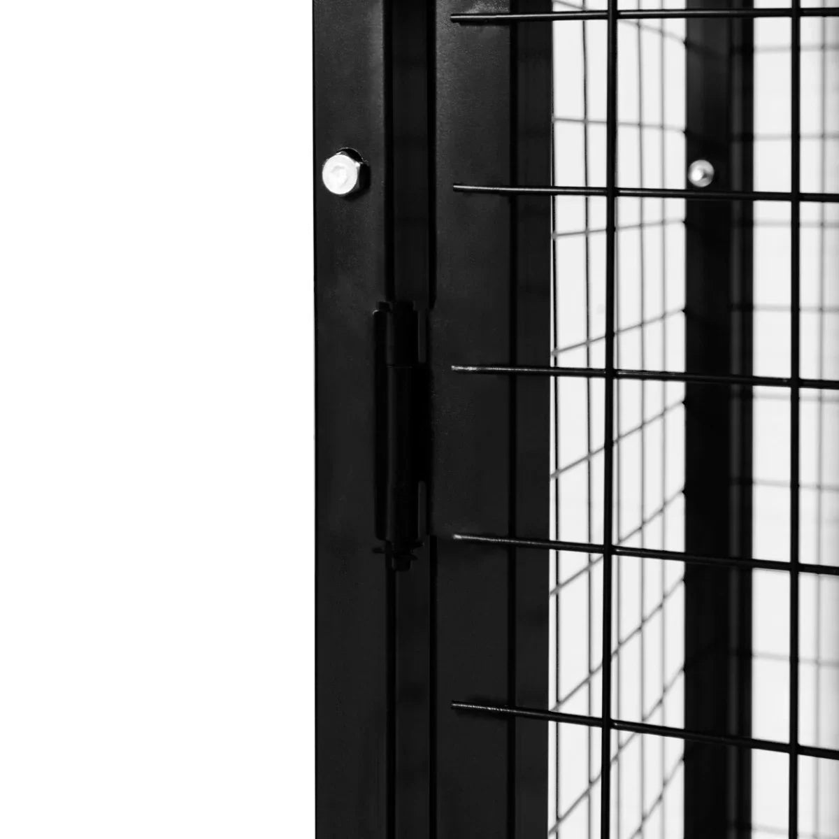 Collapsible black mesh cage for gas bottles, featuring sturdy metal construction and secure locking mechanism, dimensions 184 x 116 x 57cm