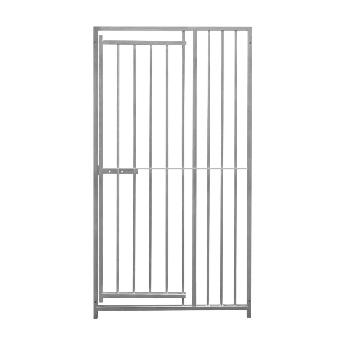 1m dog run panel with door, silver metal frame, vertical bars with 8cm spacing, sturdy design for pet safety and containment