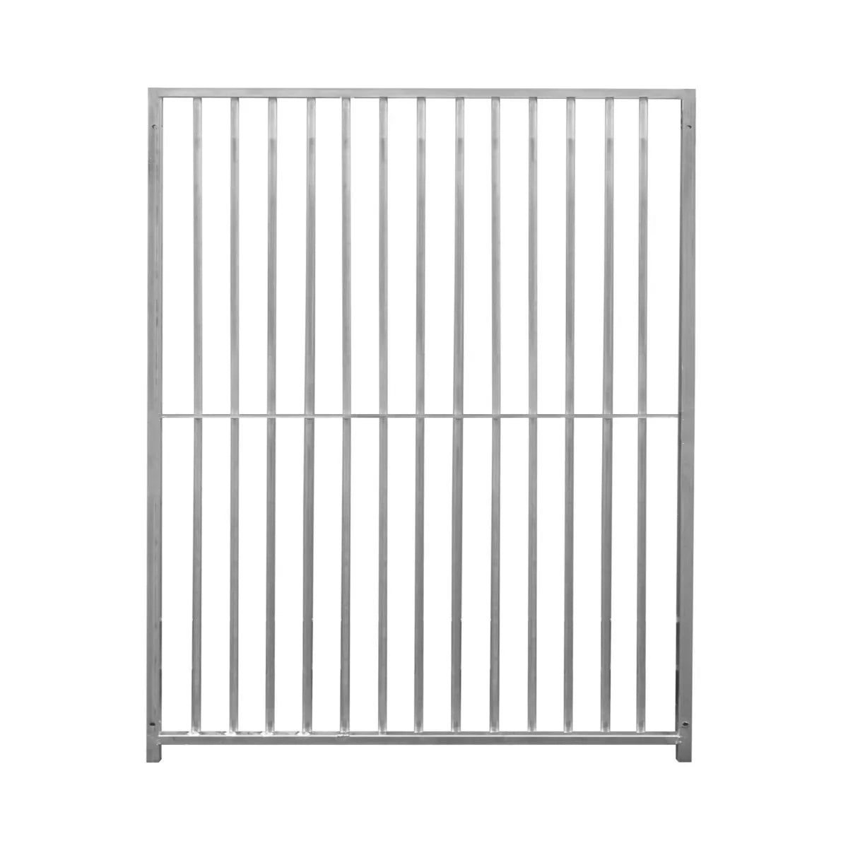 1.5m dog run panel with 8cm bar spacing, featuring a sturdy silver metal frame and vertical slats for secure containment