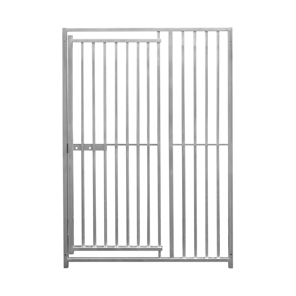 1.5m dog run panel with door, silver metal, vertical bars with 8cm spacing, sturdy design for secure pet containment