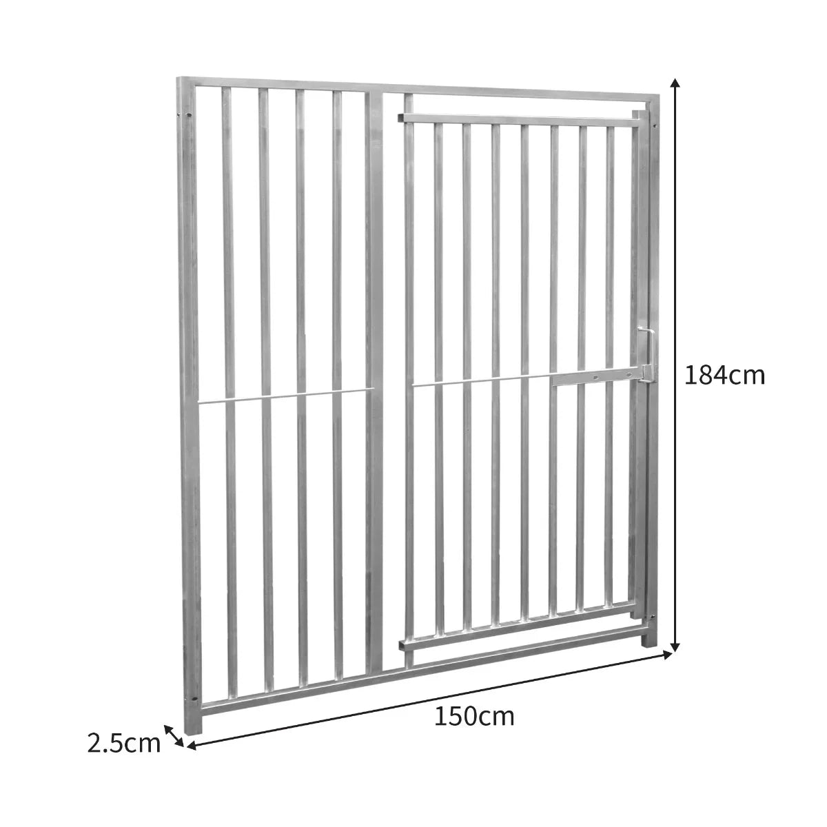 1.5m dog run panel with door, silver metal, 8cm bar spacing, sturdy design, dimensions 150cm x 184cm, ideal for pet...