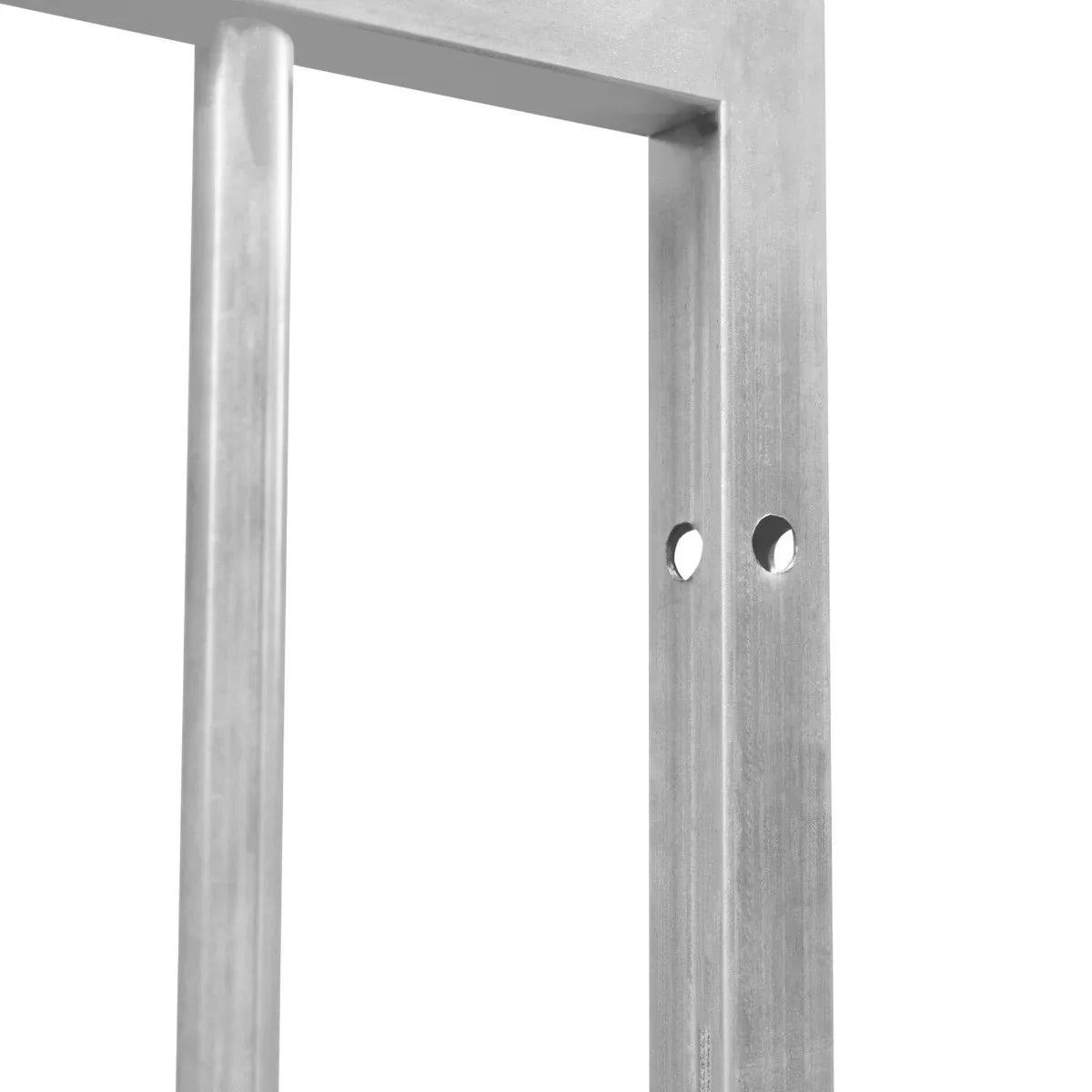 Durable 2m dog run panel with door, featuring 8cm bar spacing and a sleek silver finish, ideal for secure pet enclosures