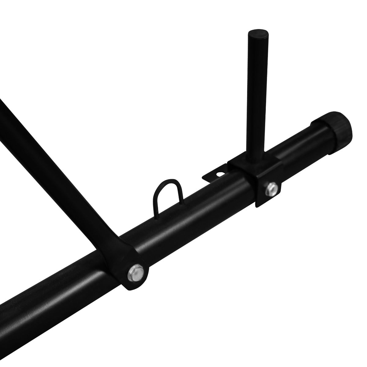 Durable black metal folding punch bag stand with adjustable height and sturdy base for stability during workouts