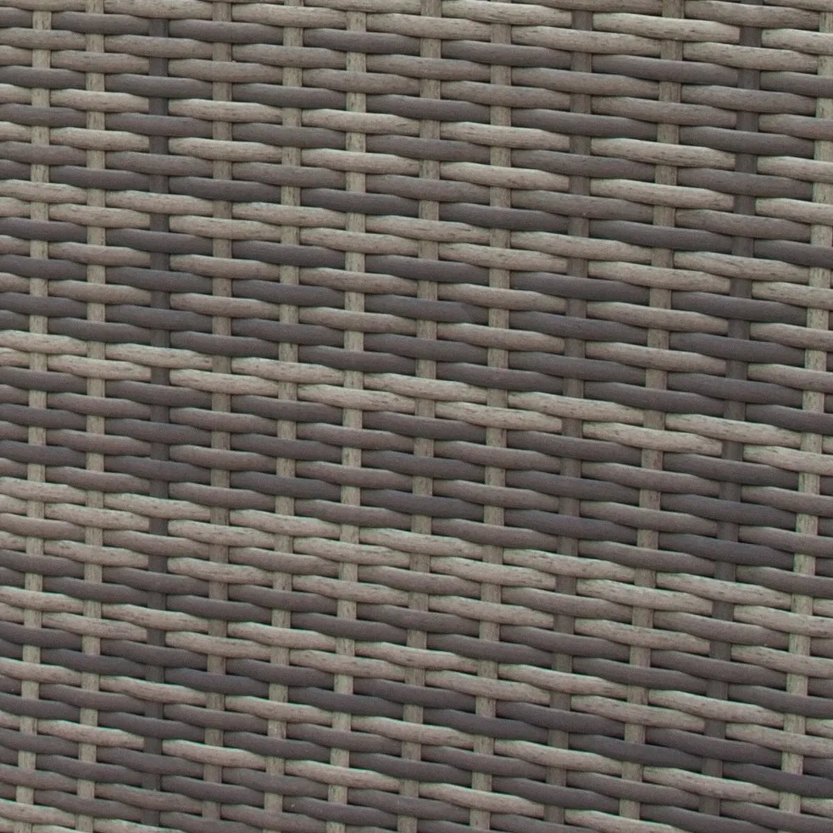 Close-up of the grey rattan weave texture on a corner set, showcasing its durable, weather-resistant material and intricate design
