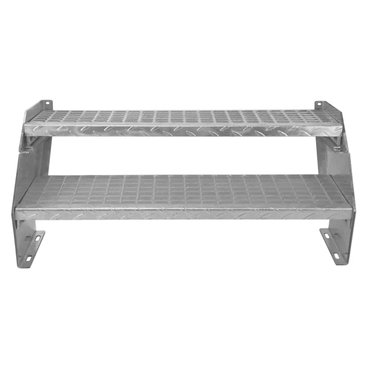 Adjustable 2 section galvanized staircase with a 900mm wide, textured surface for enhanced grip and stability, ideal for various heights
