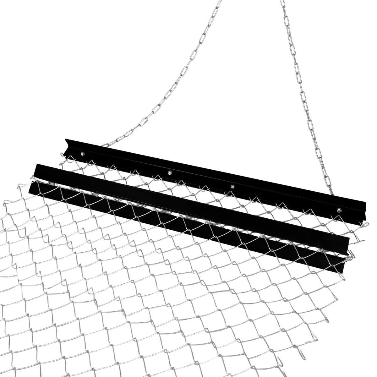 Durable 1.5m x 1.2m chain drag harrow with a sturdy metal frame and textured mesh for effective soil leveling and landscaping