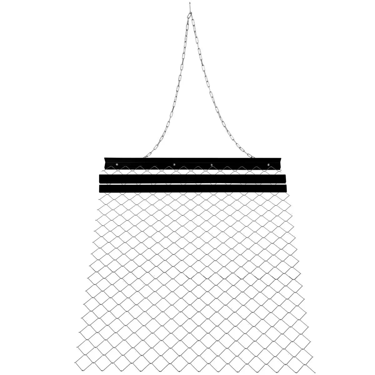 Heavy-duty chain drag harrow with a 1.5m x 1.2m steel frame, featuring a durable diamond mesh design and sturdy hanging chains
