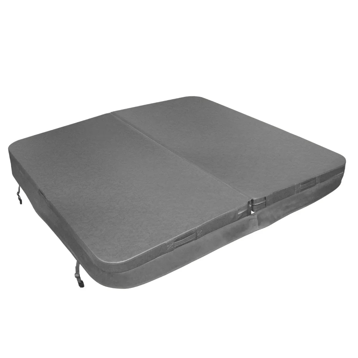 Grey 2m hot tub spa cover featuring a smooth, durable surface with secure straps for a snug fit and protection against debris