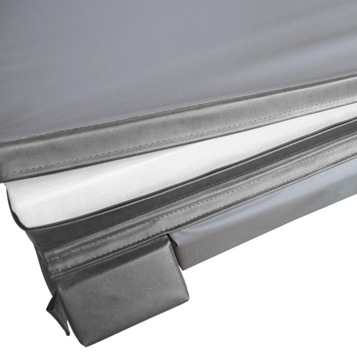 Grey 2.1m hot tub spa cover featuring a durable, weather-resistant exterior and a secure, insulated design for optimal heat retention