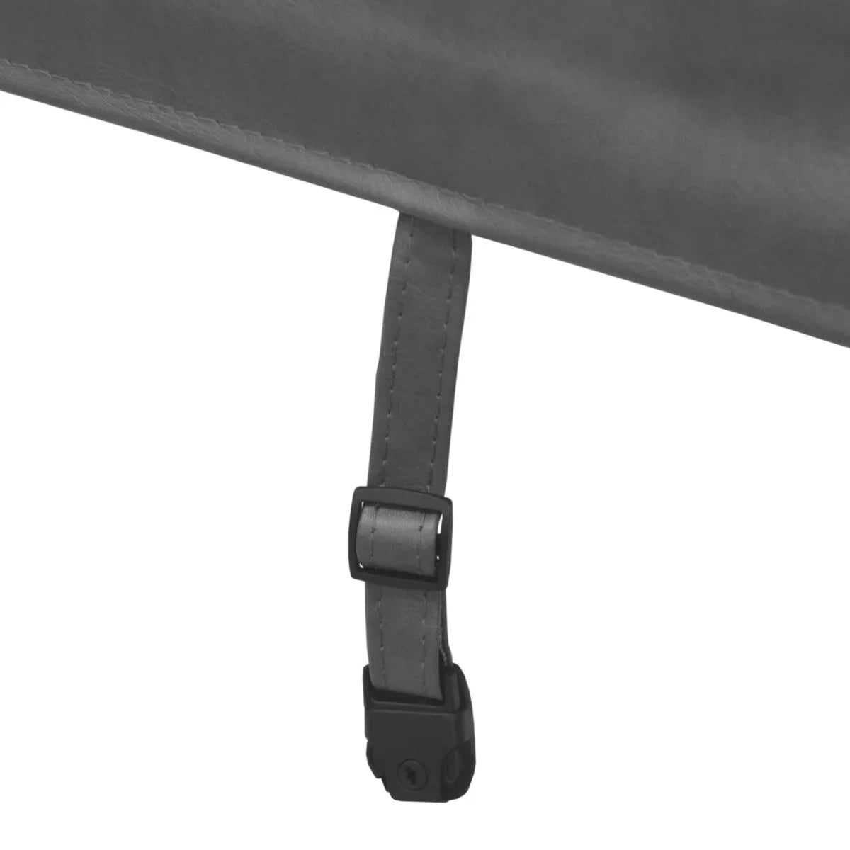 Grey 2.1m hot tub spa cover featuring a secure strap and buckle for easy fastening and durability against the elements