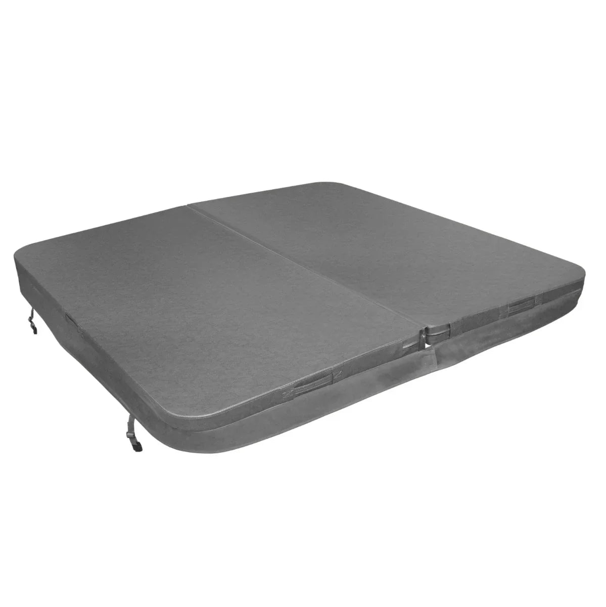 Grey 2.2m hot tub spa cover featuring a smooth, durable surface with secure straps for easy installation and protection
