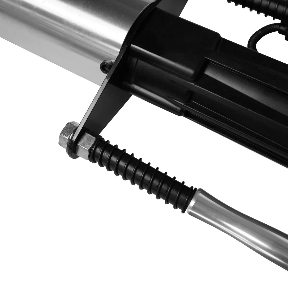 Close-up of the T-Mech 4 Stroke Petrol Post Driver showing the durable metal body, rubber grip handle, and adjustable components