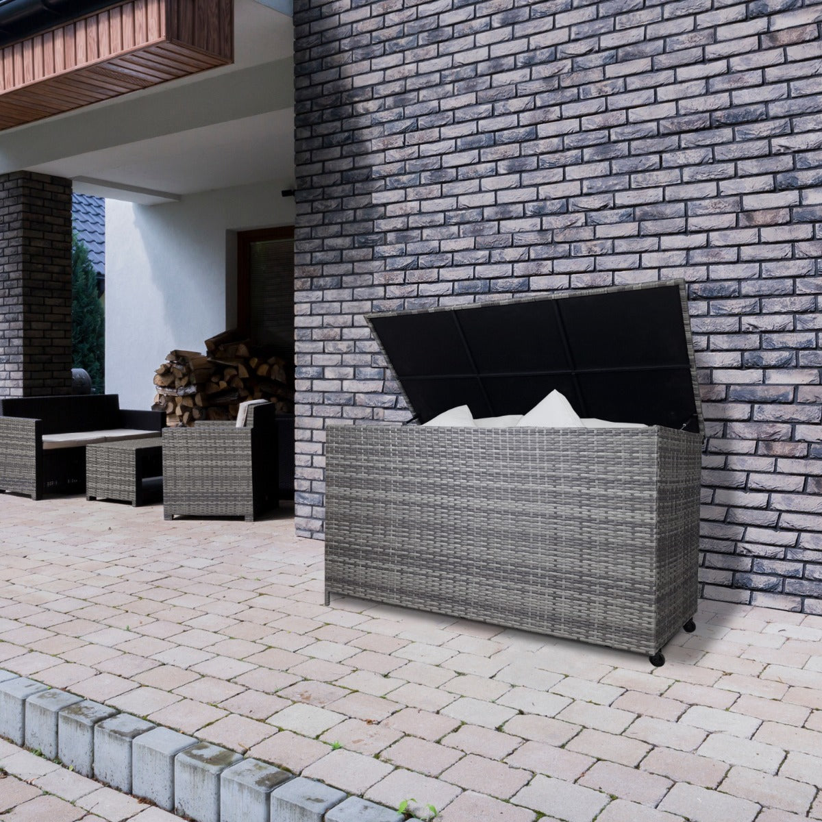 Rattan Storage Box 582L - Grey