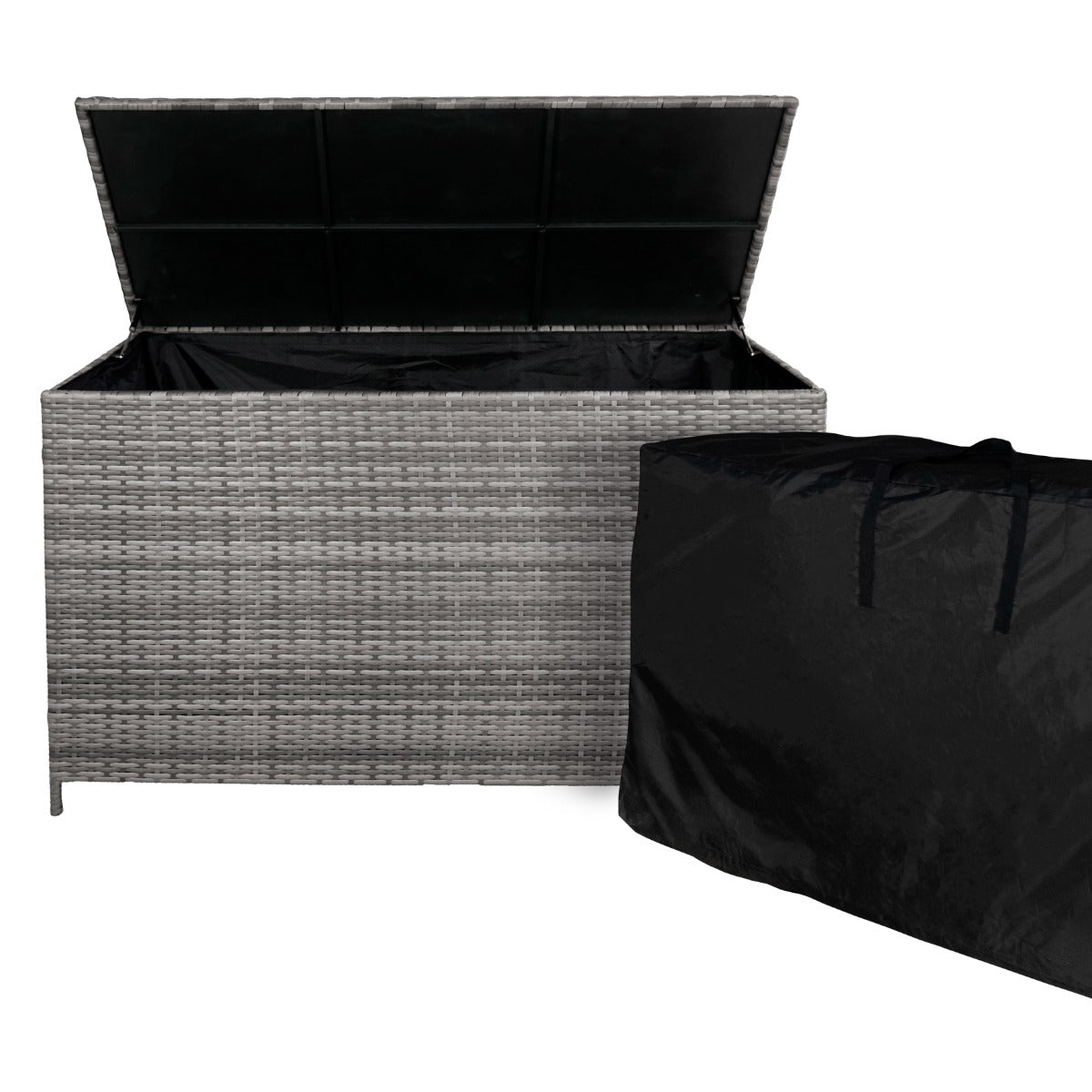 Rattan Corner Set & Storage Box - Grey
