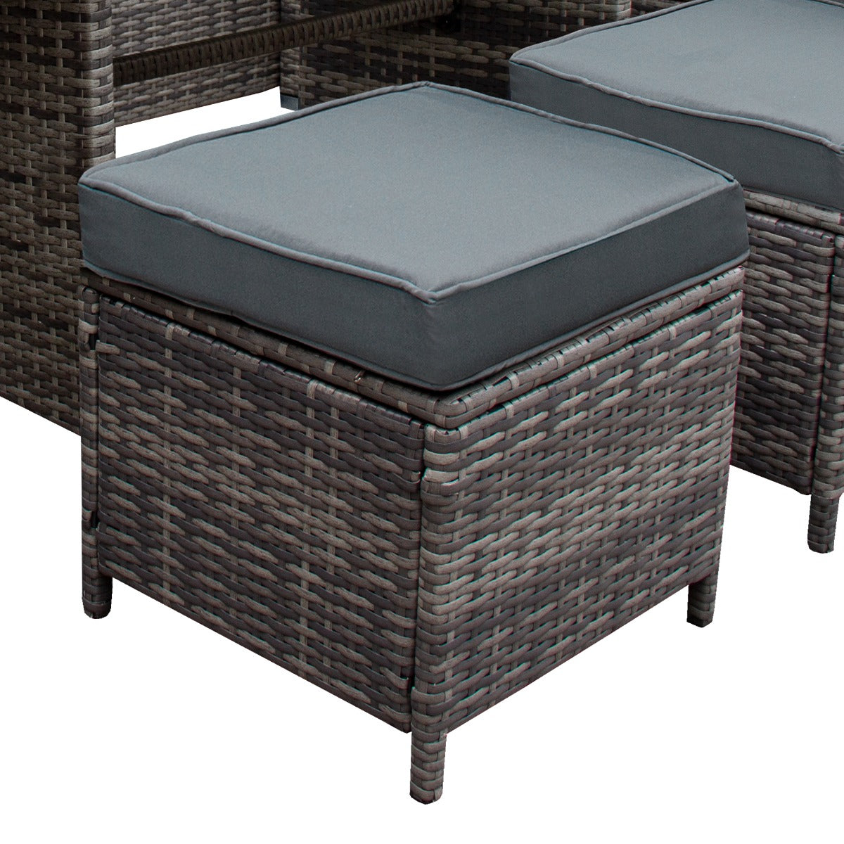 Rattan Corner Set & Storage Box - Grey