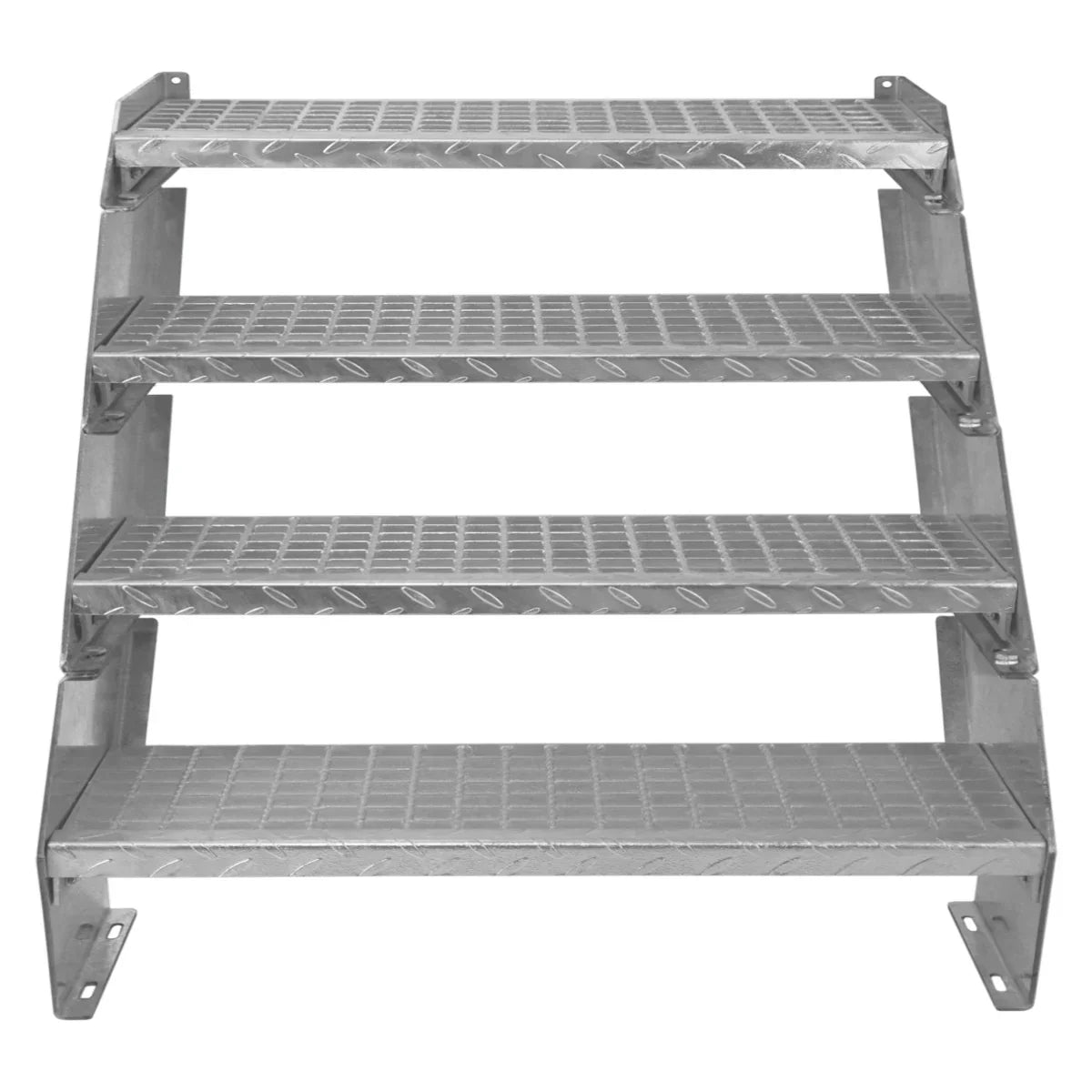 Adjustable 4-section galvanized staircase with a 900mm width, featuring a textured surface for grip and sturdy metal construction