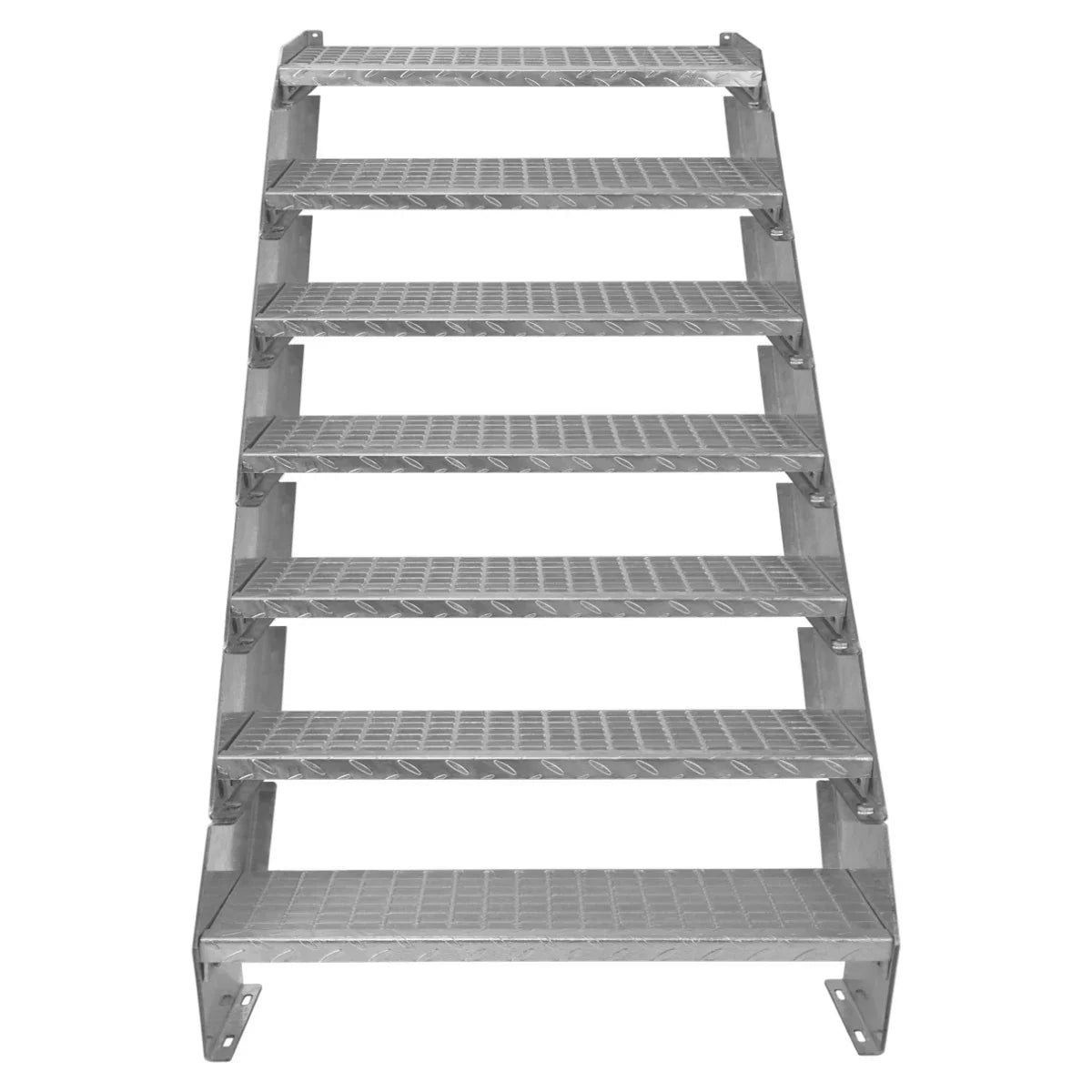 Adjustable 7-section galvanized staircase with a 900mm wide design, featuring a textured surface for slip resistance and durability