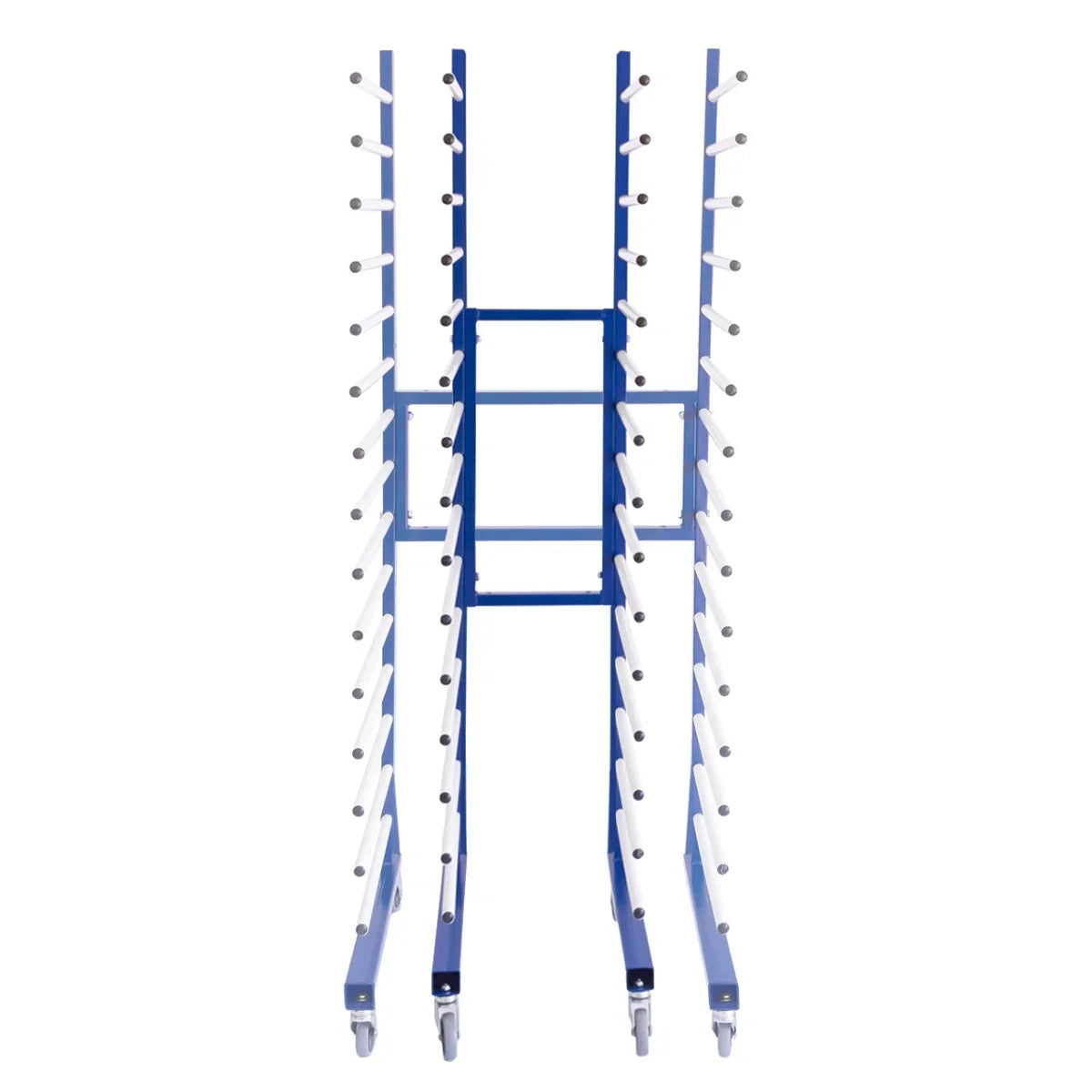 2 Way connector for Combi Spray Drying Rack Trolley, blue metal frame with multiple drying rods and sturdy wheels for...