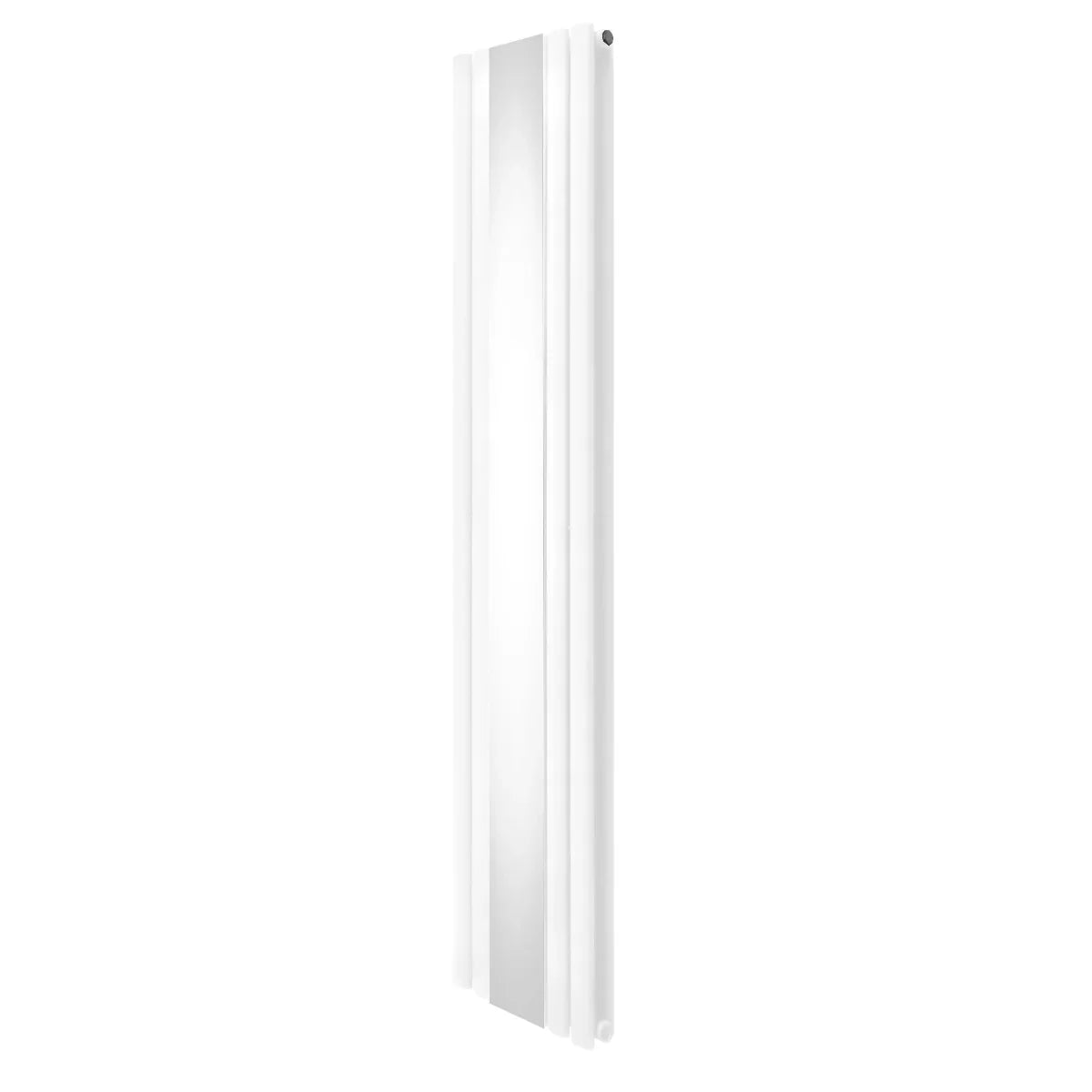 Sleek white oval mirror radiator, 1800mm x 380mm, featuring a smooth surface and modern design, ideal for contemporary spaces