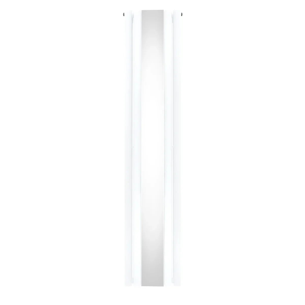Sleek white oval mirror radiator, 1800mm x 380mm, featuring a smooth surface and modern design, ideal for contemporary spaces