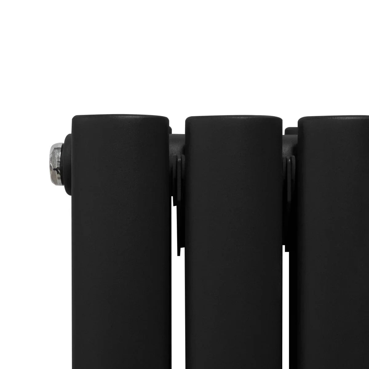 Sleek black oval mirror radiator with smooth, rounded edges, showcasing a modern design ideal for contemporary spaces