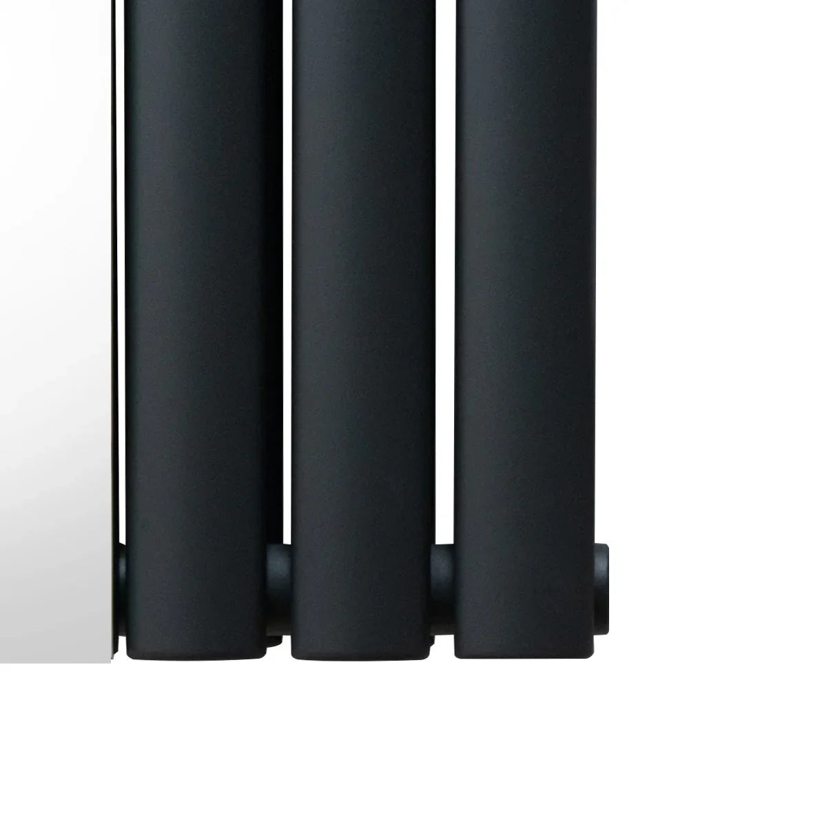 Oval mirror radiator in anthracite grey, featuring a sleek oval shape and smooth, modern finish, perfect for contemporary spaces