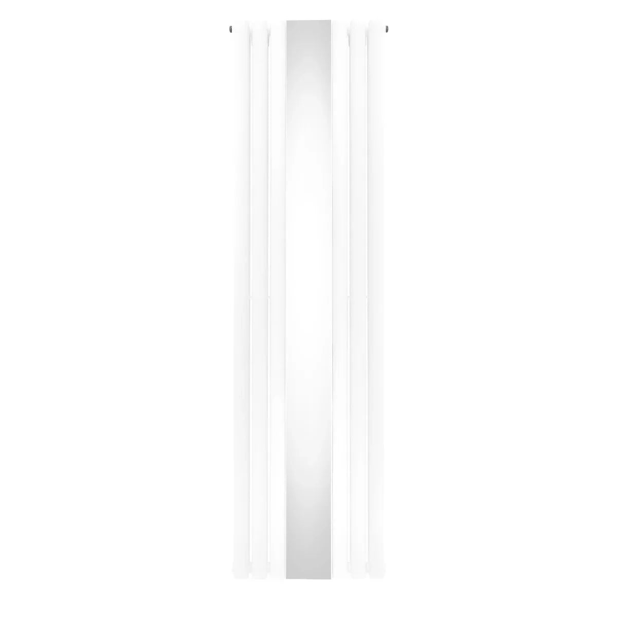 Sleek white oval mirror radiator, 1800mm x 500mm, featuring a smooth reflective surface and modern vertical design, ideal for contemporary spaces