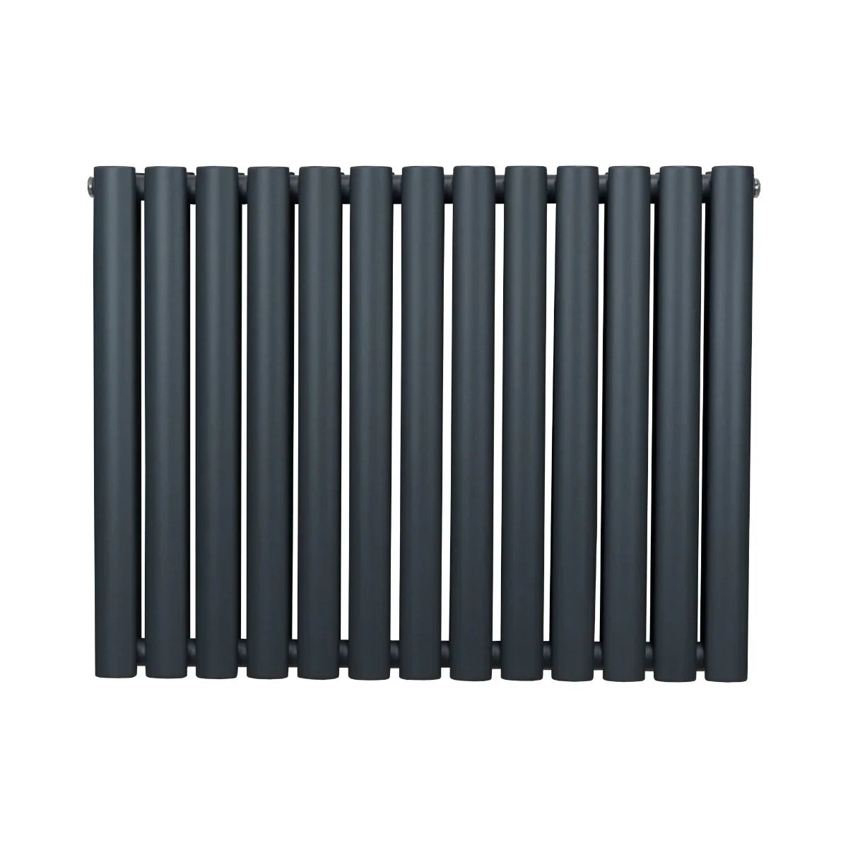 Oval column radiator in anthracite grey, featuring a sleek design with vertical tubes, measuring 600mm x 780mm, ideal for modern spaces