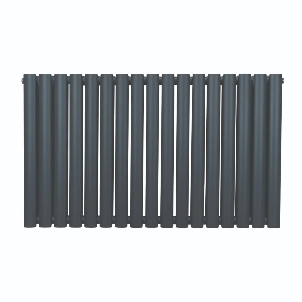 Oval column radiator in anthracite grey, measuring 600mm x 1020mm, featuring sleek, vertical tubes with a smooth finish