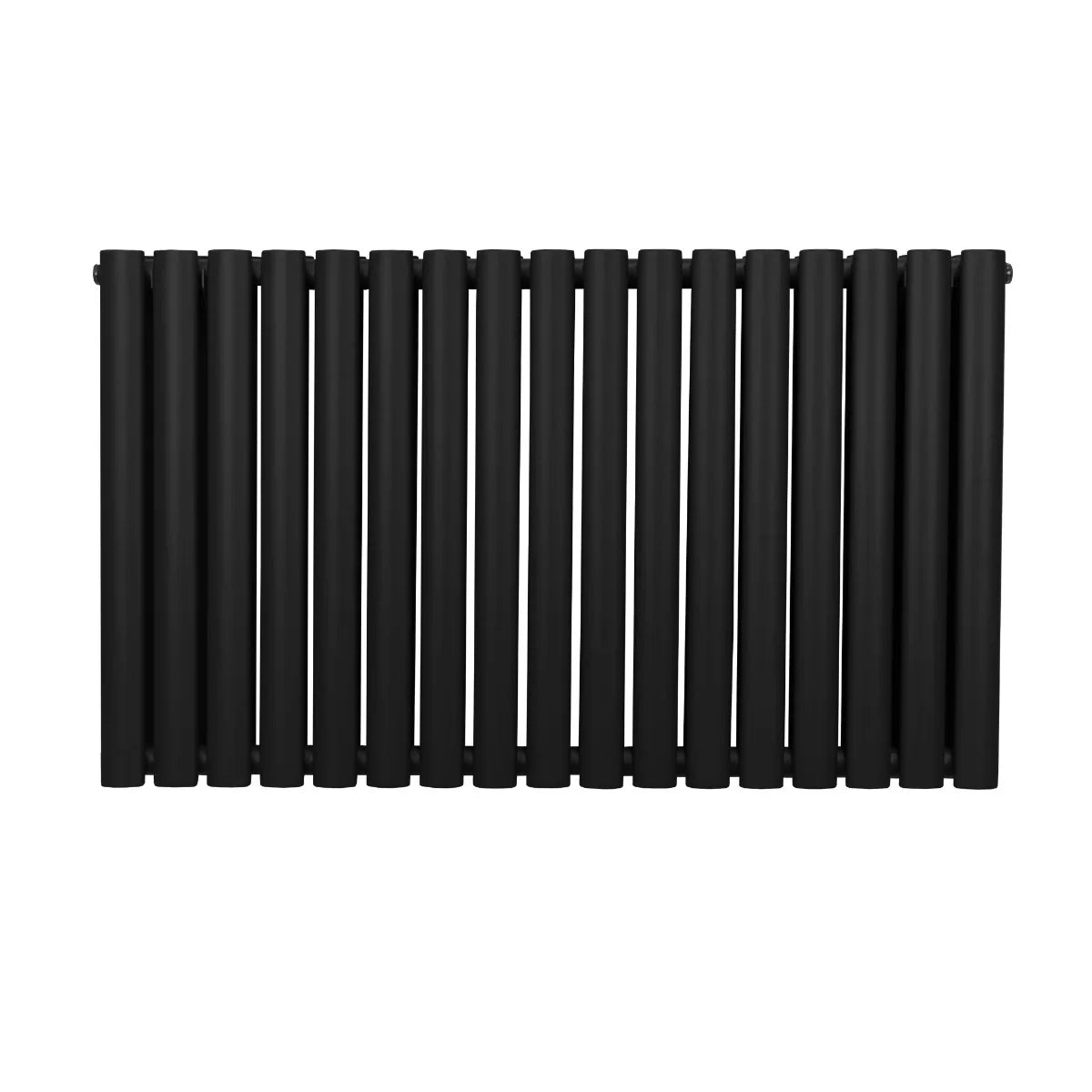 Sleek black oval column radiator, 600mm x 1020mm, featuring a modern design with smooth, rounded tubes for efficient heating