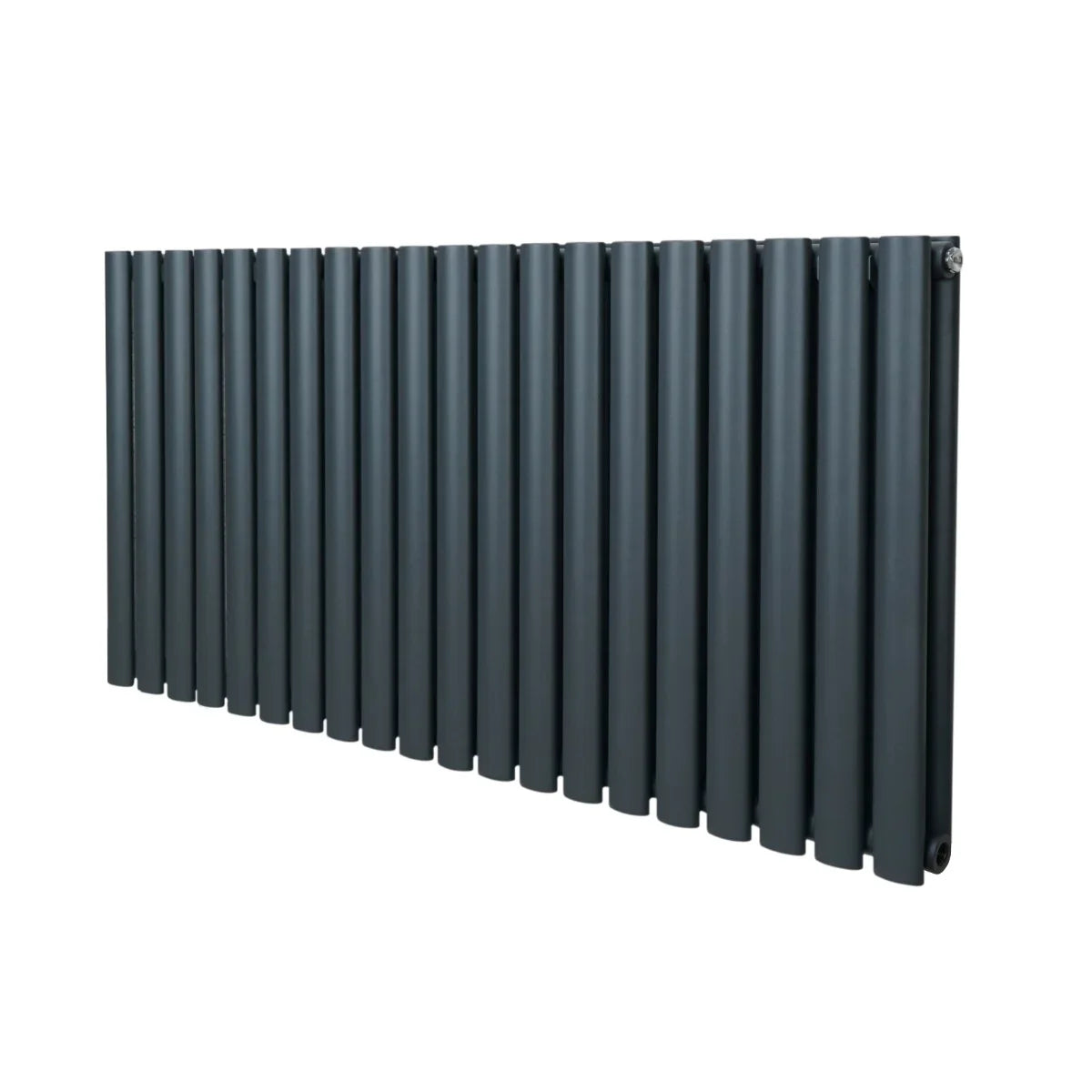 Oval column radiator in anthracite grey, 600mm x 1200mm, featuring a sleek, modern design with vertical tubes for efficient heating