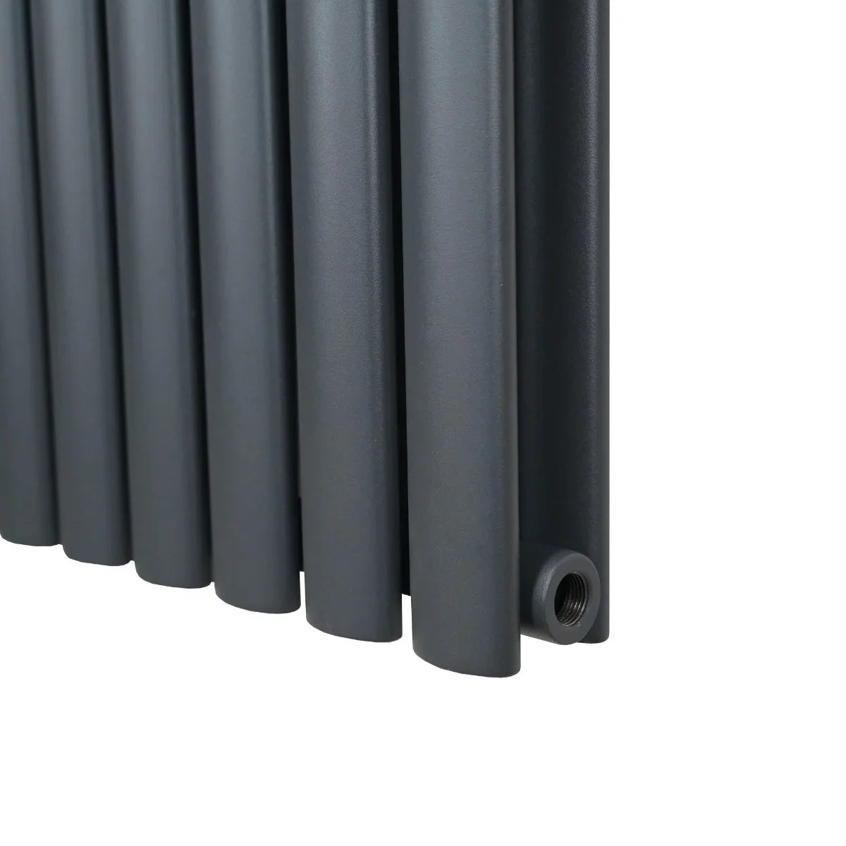 Oval column radiator in anthracite grey, featuring sleek, rounded tubes and a modern design, measuring 600mm x 1200mm