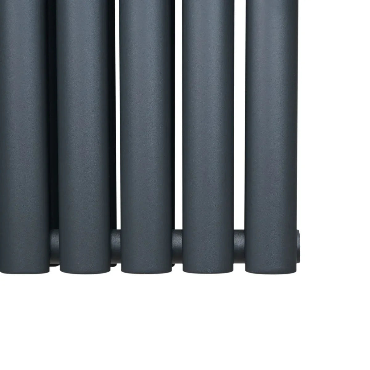 Oval column radiator in anthracite grey, featuring smooth, rounded tubes and a sleek design, ideal for modern interiors