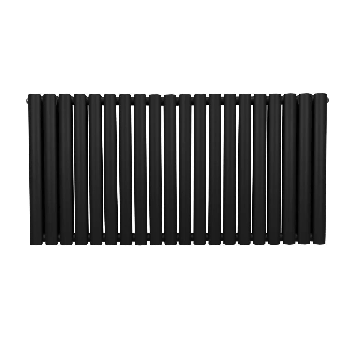 Sleek black oval column radiator, 600mm x 1200mm, featuring a modern design with smooth, rounded tubes for efficient heating