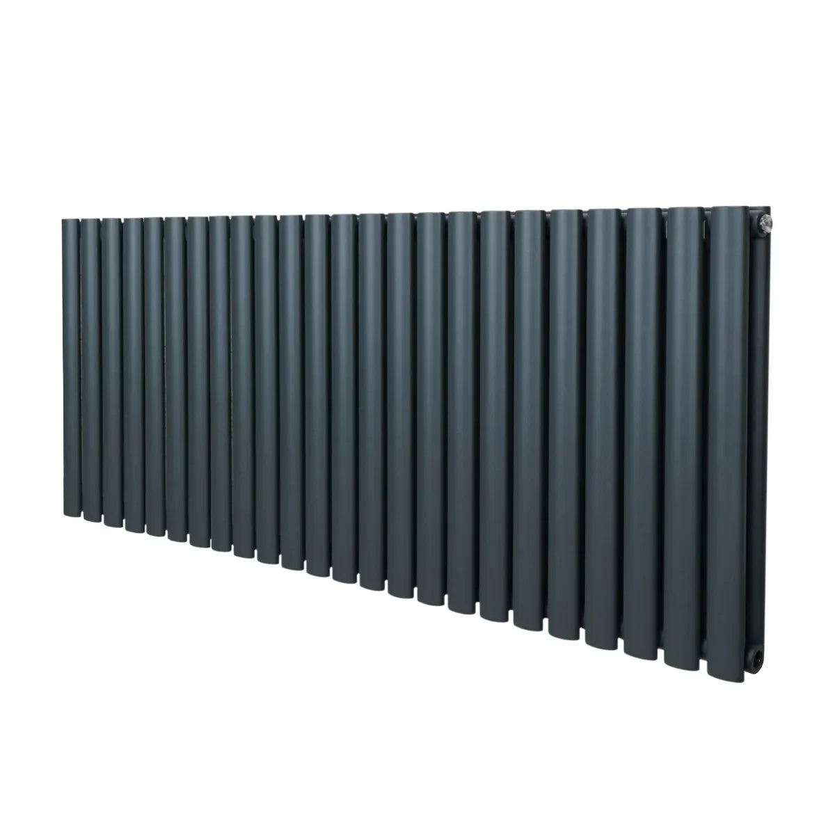Oval column radiator in anthracite grey, 600mm x 1440mm, featuring a sleek, modern design with vertical tubes for efficient heating