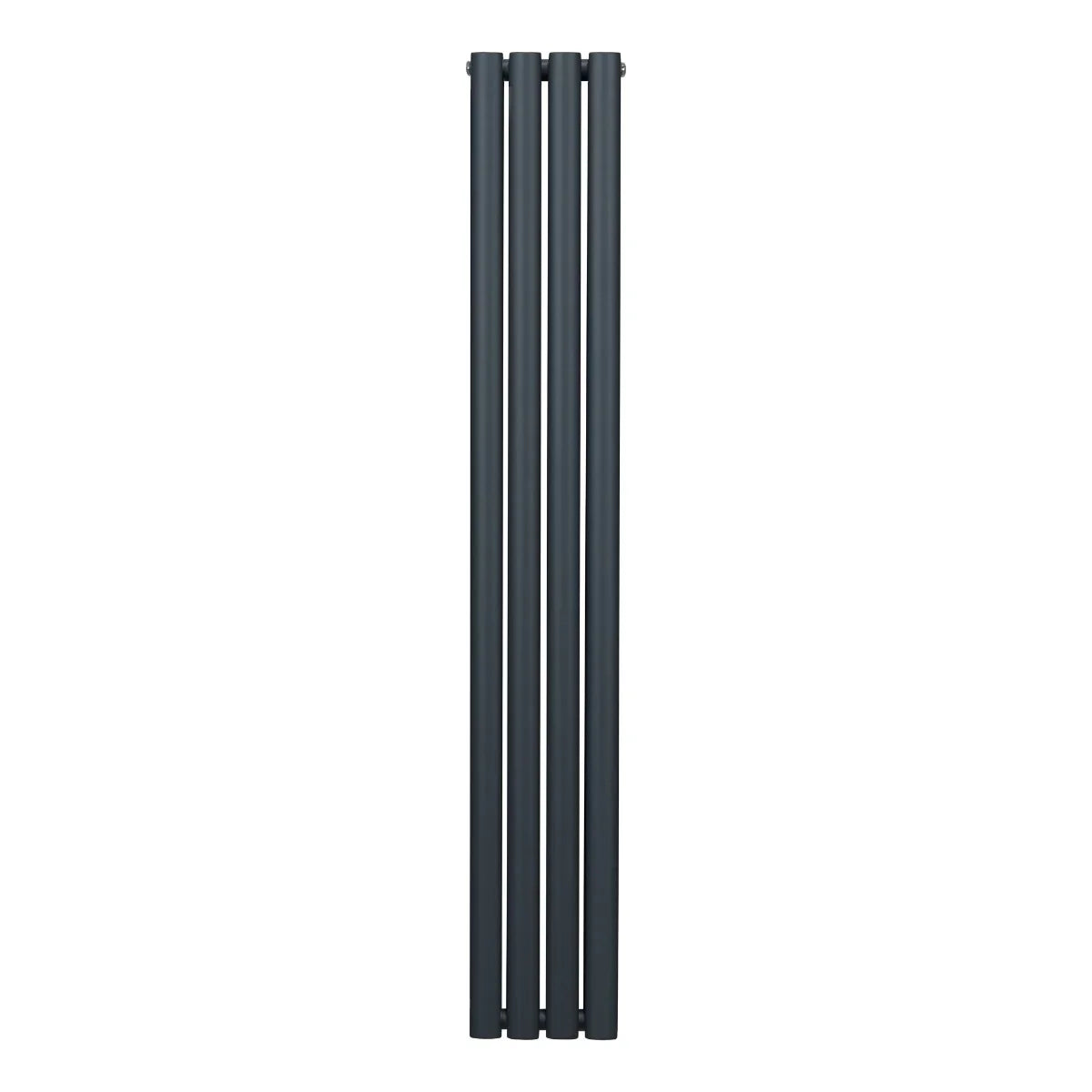 Oval column radiator in anthracite grey, 1600mm x 240mm, featuring a sleek, modern design with smooth, vertical lines and a matte finish