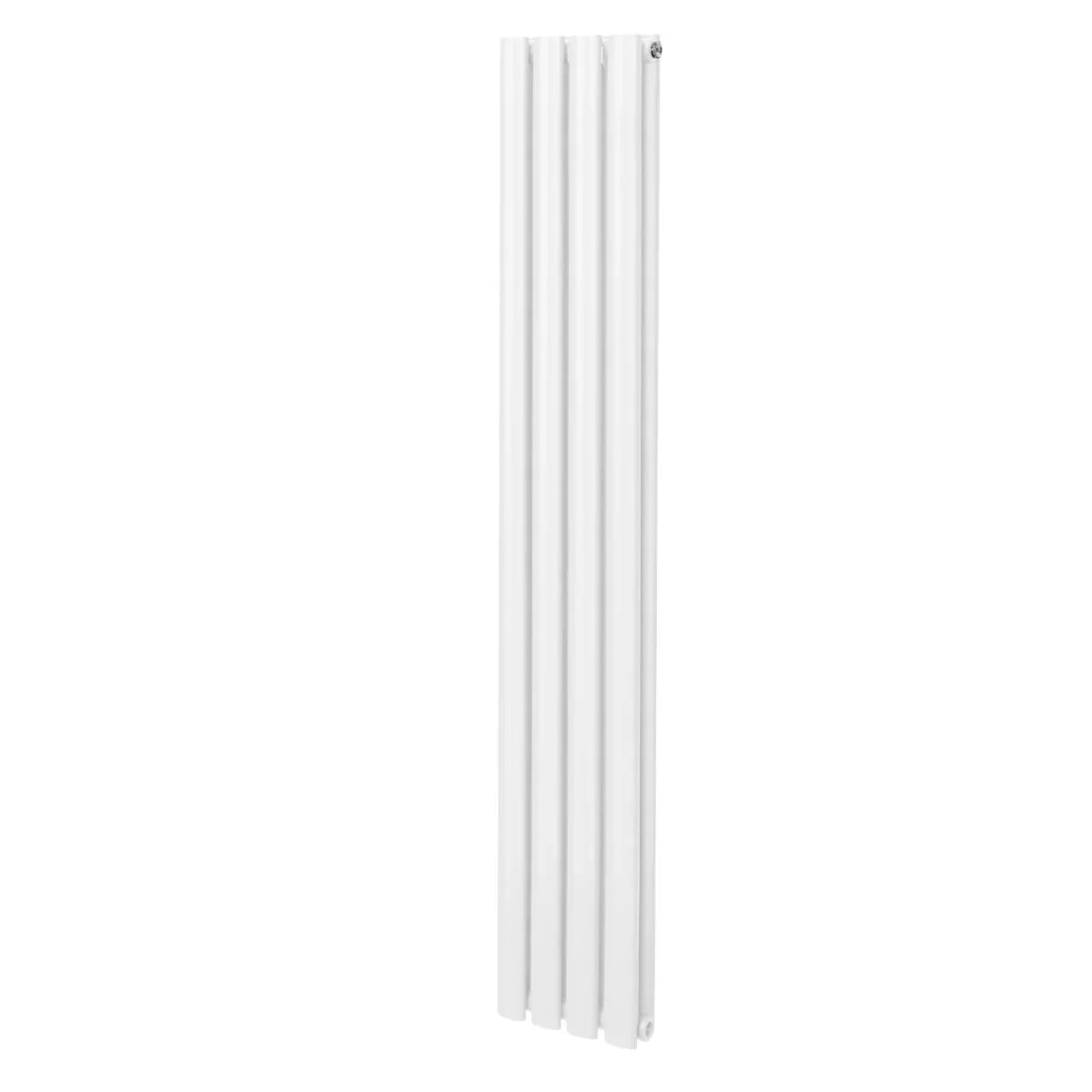 Sleek white oval column radiator, 1600mm x 240mm, featuring a smooth finish and vertical design, perfect for modern interiors