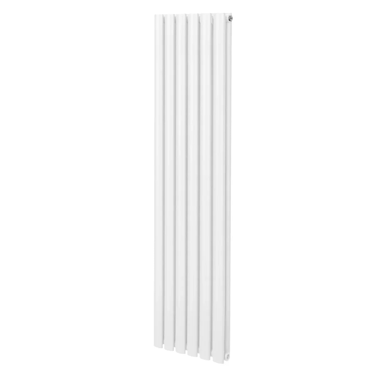 Sleek white oval column radiator, 1600mm x 360mm, featuring smooth vertical lines and a modern design for efficient heating