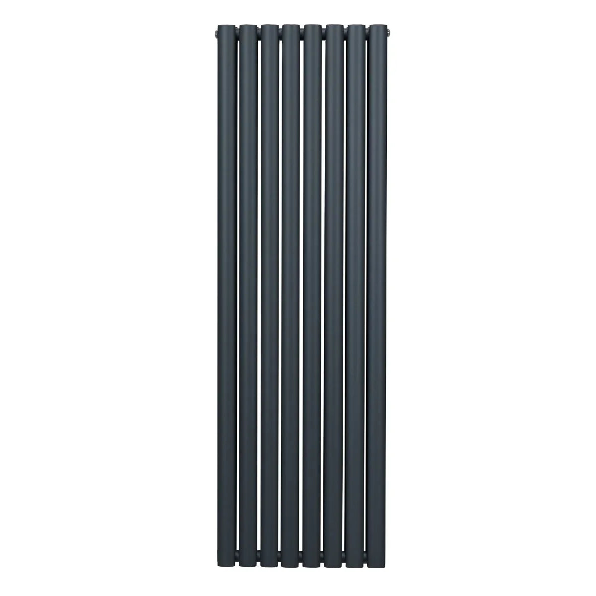 Oval column radiator in anthracite grey, 1600mm x 480mm, featuring a sleek vertical design with smooth, modern lines and a matte finish