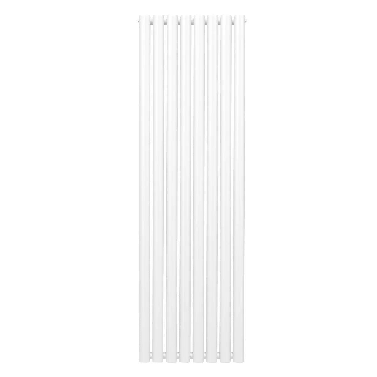 Sleek white oval column radiator measuring 1600mm x 480mm, featuring vertical bars with a smooth, glossy finish for modern interiors