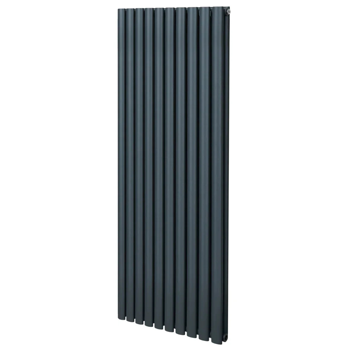 Oval column radiator in anthracite grey, 1600mm x 600mm, featuring a sleek, modern design with vertical tubes and a smooth finish
