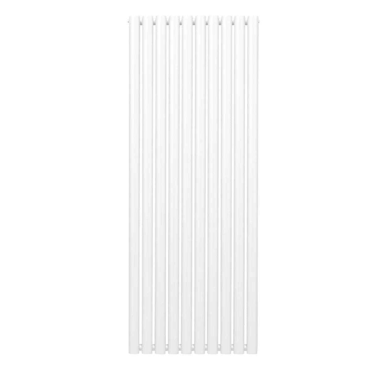 Sleek white oval column radiator, 1600mm x 600mm, featuring a modern design with vertical lines and a smooth, glossy finish