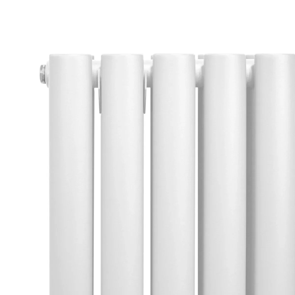 Sleek white oval column radiator with smooth, rounded edges, designed for efficient heating in modern interiors, 1600mm x 600mm