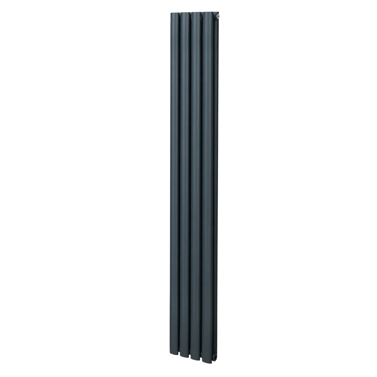 Oval column radiator in anthracite grey, measuring 1800mm x 240mm, featuring a sleek, modern design with smooth, vertical lines