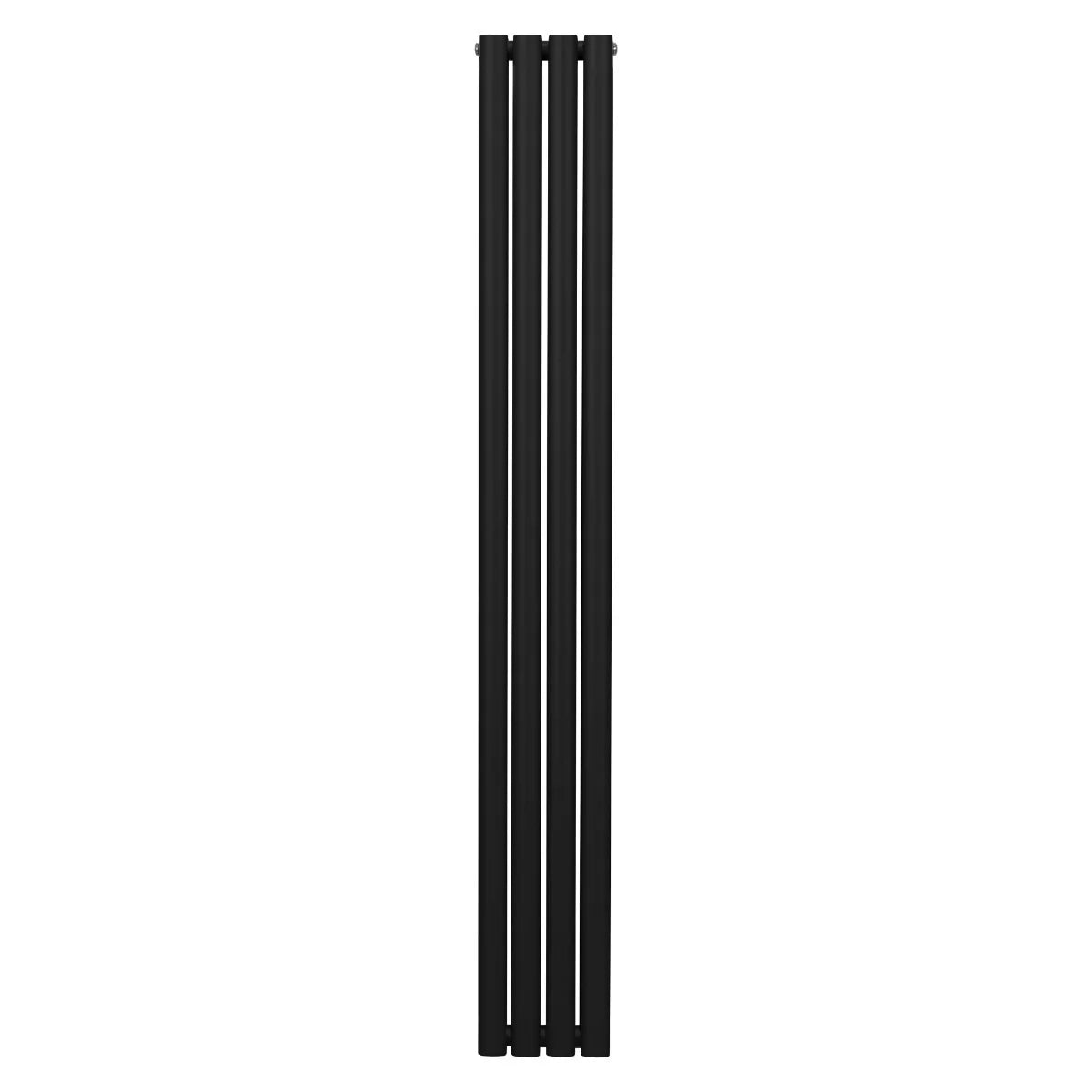 Sleek black oval column radiator measuring 1800mm x 240mm, featuring a modern design with smooth, matte finish and vertical alignment