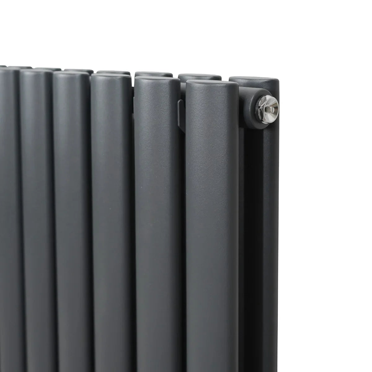 Anthracite grey oval column radiator, 1800mm x 480mm, featuring sleek vertical lines and a modern finish for stylish heating