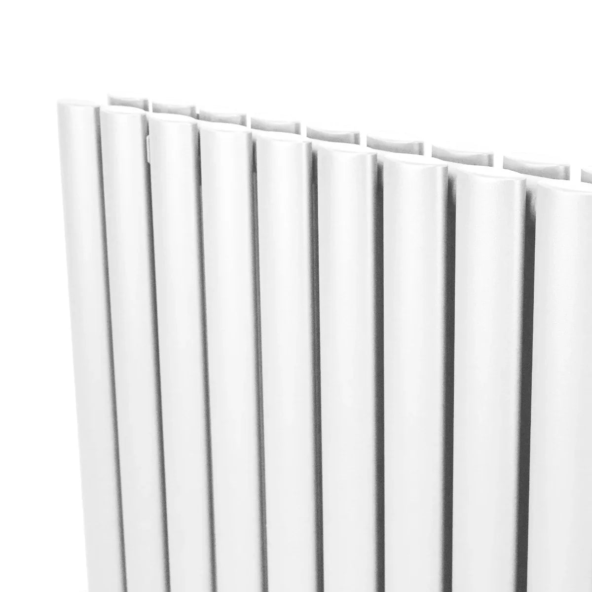 White oval column radiator with a sleek, modern design, featuring smooth, rounded fins and a height of 1800mm and width of 480mm